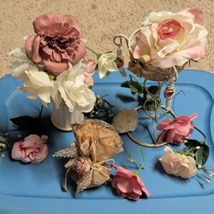 Vintage Victorian Candle Holder Vase And Floral Decor